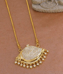 30 Inch Long Gold Imitation Sangu Dollar White Stone Design With Thin Chain BGDR1579-Lg