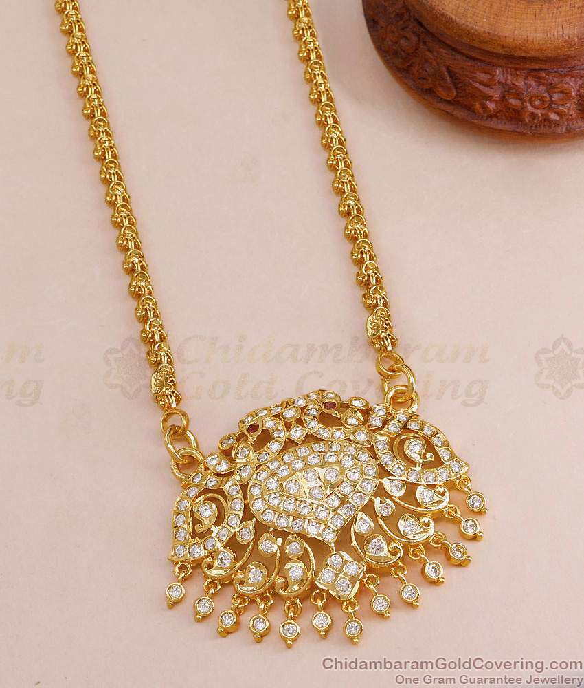 High Quality Dual Swan Impon Gold Plated Dollar Chain For Wedding BGDR1583