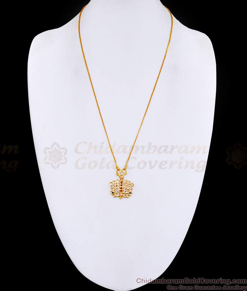 Regular Use Impon Gati Stone Lotus Pendant Chain For Women Fashion BGDR1586