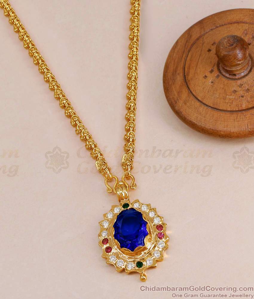 Attractive Big Sapphire Gemstone Impon Dollar Chain Shop Online BGDR1589