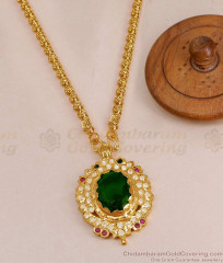 Premium Quality Impon Panchloha Big Emerald Stone Dollar Chain BGDR1590