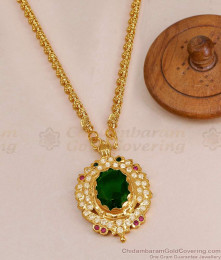 Premium Quality Impon Panchloha Big Emerald Stone Dollar Chain BGDR1590