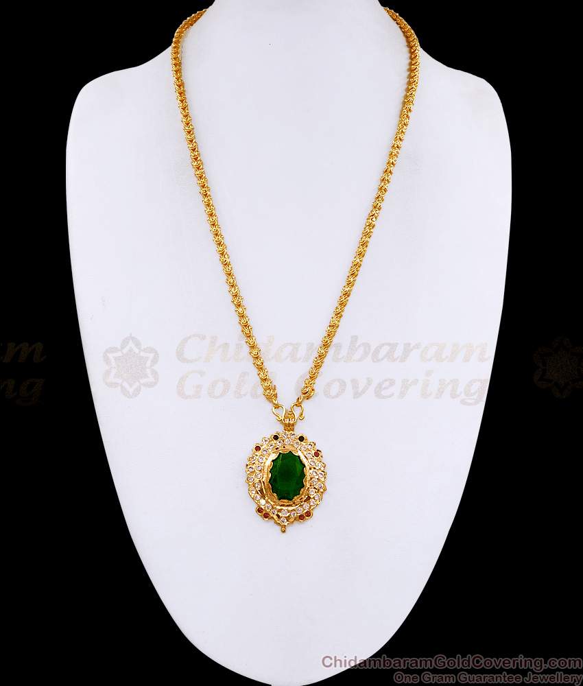 Premium Quality Impon Panchloha Big Emerald Stone Dollar Chain BGDR1590