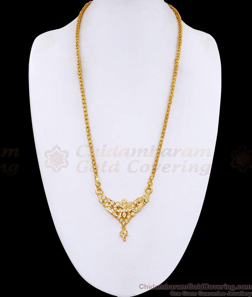 Beautiful Festive Collection Impon Dollar Chain White Stone Design BGDR1592