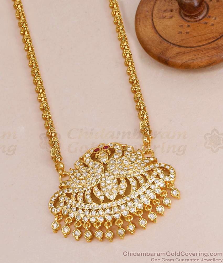 Latest Dual Peacock Design Impon Stone Dollar Chain Wedding Collection BGDR1594 Latest Dual Peacock Design Impon Stone Dollar Chain Wedding Collection BGDR1594