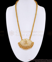 Bridal Wear White Stone Impon Lotus Dollar With 1 Gram Gold Chain BGDR1597