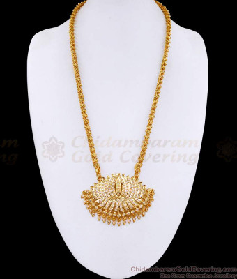 Bridal Wear White Stone Impon Lotus Dollar With 1 Gram Gold Chain BGDR1597
