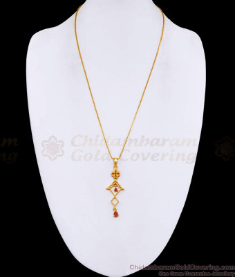 Buy Daily Wear Ruby Stone Dollar Chain Gold Imitation Jewelry Online BGDR1598