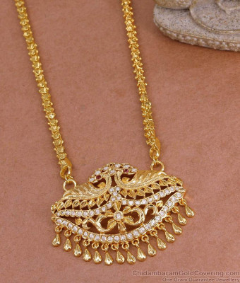 High Quality One Gram Gold Dual Peacock Dollar Chain With Stone BGDR1603