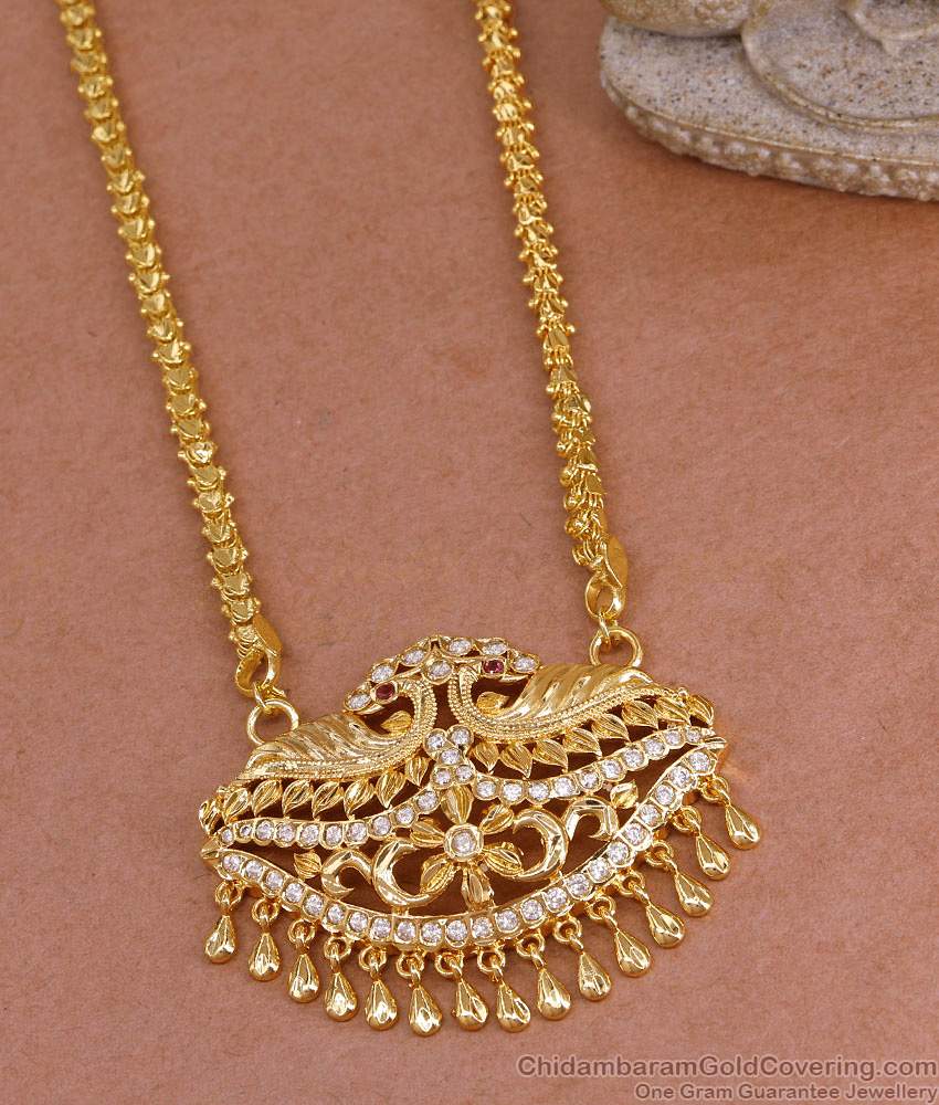High Quality One Gram Gold Dual Peacock Dollar Chain With Stone BGDR1603