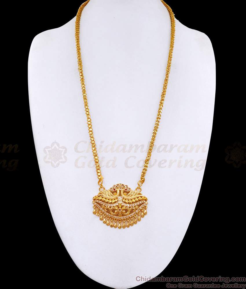 High Quality One Gram Gold Dual Peacock Dollar Chain With Stone BGDR1603
