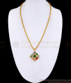 Glittering Multi Color Gemstone Pendant With Long Gold Plated Chain BGDR1605