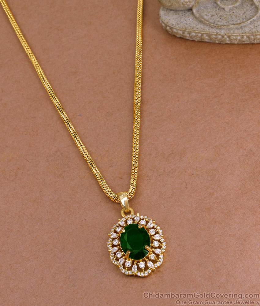 Big Emerald Stone Gold Plated Dollar Chain Collections For Women BGDR1606