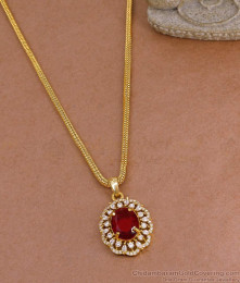 Beautiful Ruby Gemstone Gold Imitation Long Pendant Chain Design Online BGDR1607