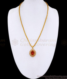 Beautiful Ruby Gemstone Gold Imitation Long Pendant Chain Design Online BGDR1607