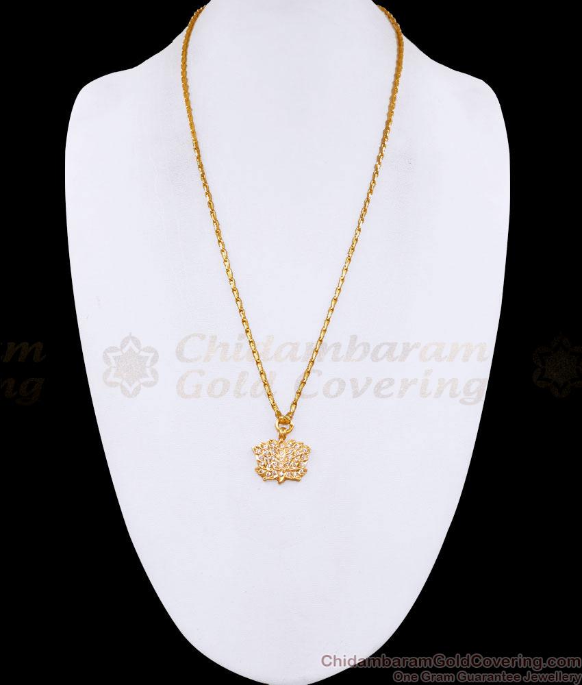 Small Impon Lotus Pendant Wheat Gold Chain Design For Women BGDR1608