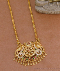 Peacock Design Multi Stone Gold Imitation Dollar Chain Online BGDR1616