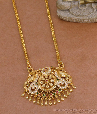 Peacock Design Multi Stone Gold Imitation Dollar Chain Online BGDR1616