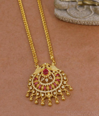 Stylish Ruby White Stone Peacock Gold Dollar Chain Wedding Jewelry BGDR1618