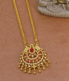 Stylish Ruby White Stone Peacock Gold Dollar Chain Wedding Jewelry BGDR1618