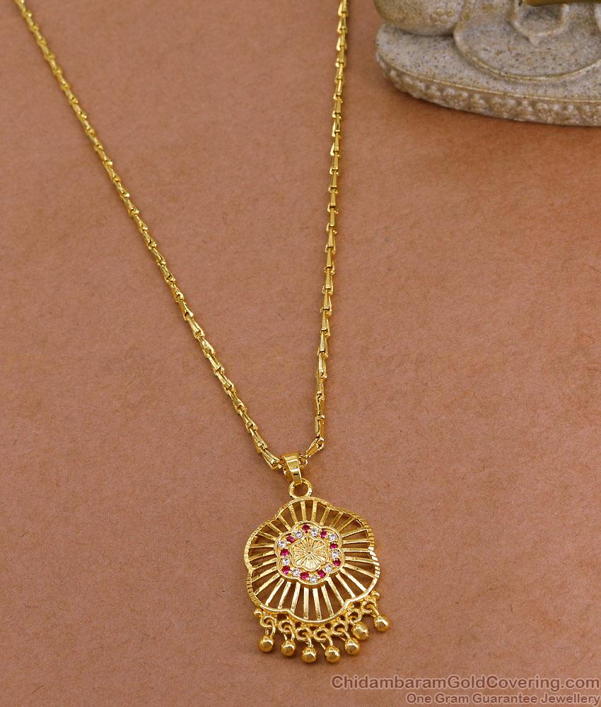 Trendy Flower Design Ad Stone Gold Dollar With Wheat Chain BGDR1622