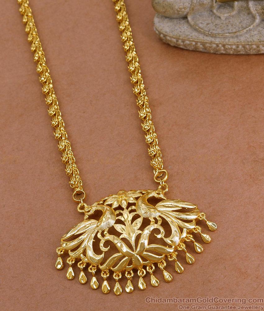 New Model Plain Gold Plated Dollar Chain Dual Peacock Design For Marriage BGDR1627