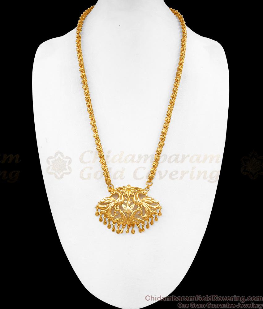 New Model Plain Gold Plated Dollar Chain Dual Peacock Design For Marriage BGDR1627