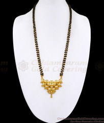 Traditional 2 Line Black Beaded Mangalsutra Chain Floral Pendant Design BGDR1633