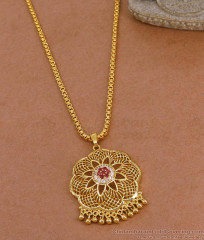 30 Inch Long Beautiful Flower Design 1 Gram Gold Dollar With Thin Chain For Women BGDR1635-Lg