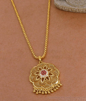 30 Inch Long Beautiful Flower Design 1 Gram Gold Dollar With Thin Chain For Women BGDR1635-Lg