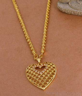 Light Weight Micro Gold Plated Heart Dollar Chain WIth Ad Stone For Wedding BGDR1636