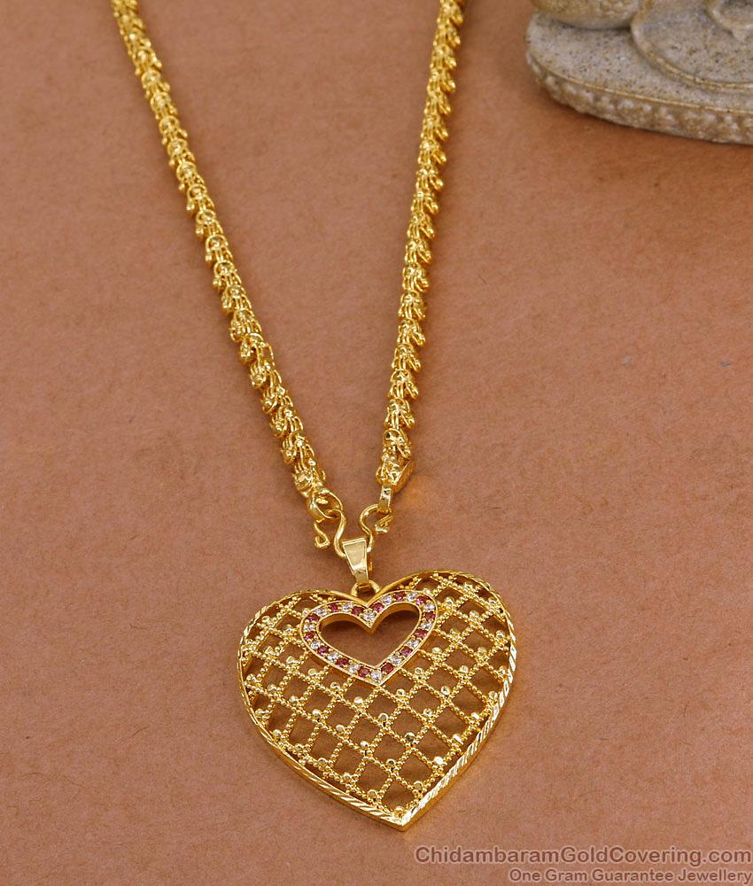 Light Weight Micro Gold Plated Heart Dollar Chain WIth Ad Stone For Wedding BGDR1636