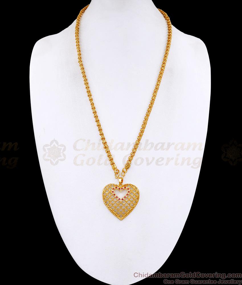 Light Weight Micro Gold Plated Heart Dollar Chain WIth Ad Stone For Wedding BGDR1636