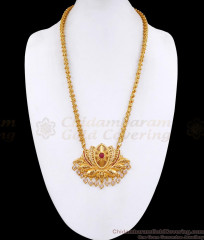Beautiful Ruby White Stone Lotus Dollar Gold Plated Chain Bridal Jewelry BGDR1641