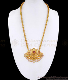 Beautiful Ruby White Stone Lotus Dollar Gold Plated Chain Bridal Jewelry BGDR1641