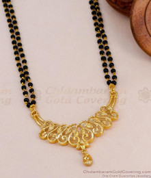 New Arrival Double Line Black Beaded Gold Mangalsutra Dollar Chain BGDR1647