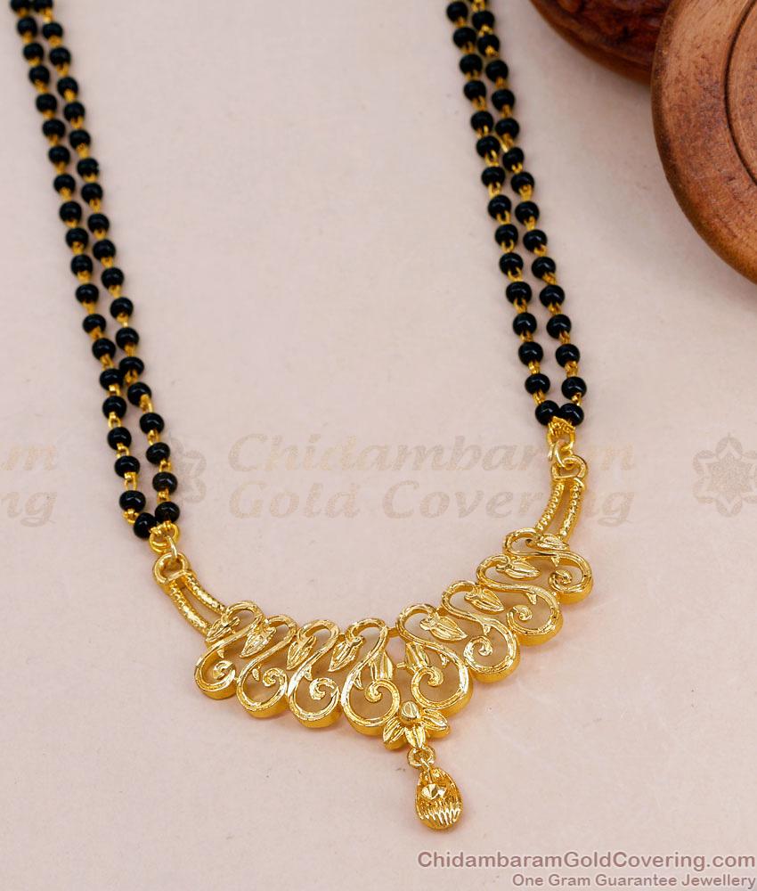 New Arrival Double Line Black Beaded Gold Mangalsutra Dollar Chain BGDR1647
