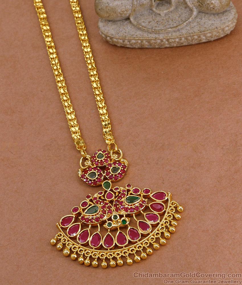 New Arrival Micro Gold Plated Ruby Stone Dollar Chain Bridal Jewelry Online BGDR1649