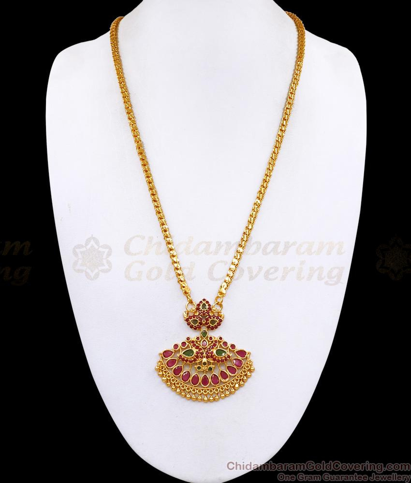 New Arrival Micro Gold Plated Ruby Stone Dollar Chain Bridal Jewelry ...