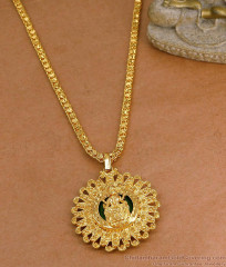 Traditional Lakshmi Design Palakka Stone Gold Dollar Chain Imitation Jewelry BGDR1655