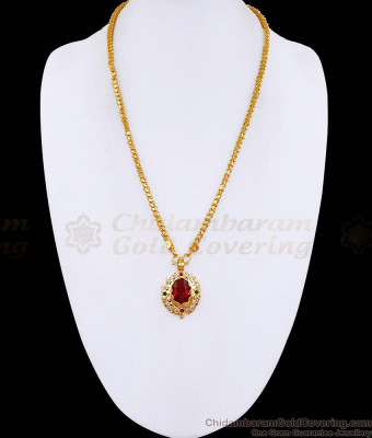Premium Quality Big Ruby Stone Impon Dollar Chain Collections Online BGDR1659