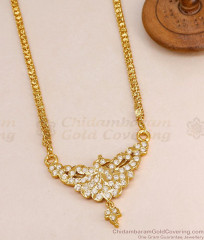 Stylish Impon White Stone Dollar Chain Peacock Design For Bridal Wear BGDR1661