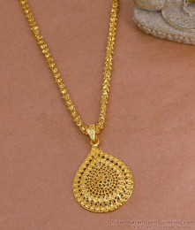 Traditional Gold Imitation Droplet Pendant With Long Chain For Women BGDR1667