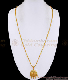 30 Inch Long Regular Wear Lakshmi Design Gold Plated Dollar Wheat Chain BGDR1673-Lg