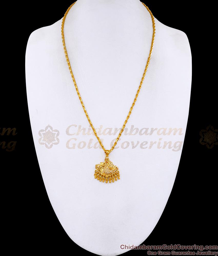 Trendy Dual Swan Ad Stone Gold Imitation Dollar Chain For Women BGDR1678