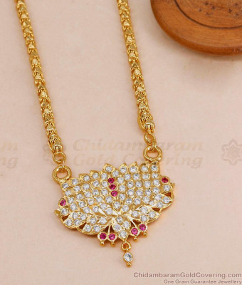 Classic Ruby White Stone Lotus Dollar Chain Five Metal Jewelry BGDR1685