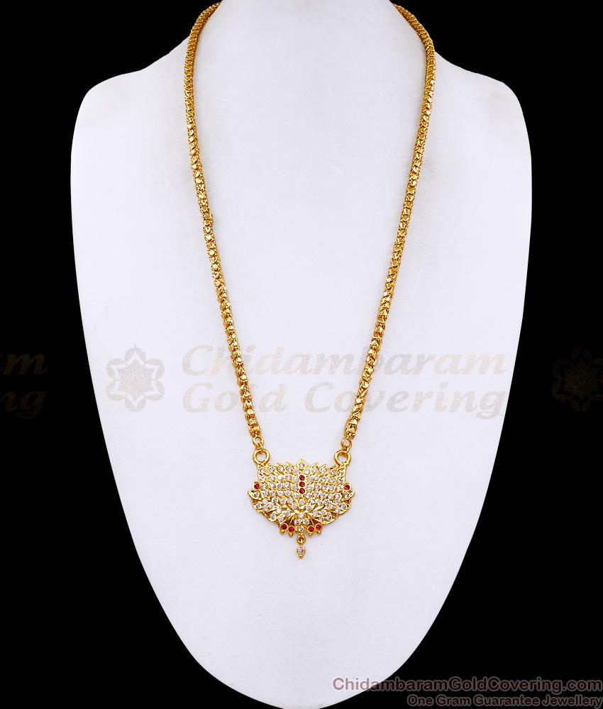 Classic Ruby White Stone Lotus Dollar Chain Five Metal Jewelry BGDR1685