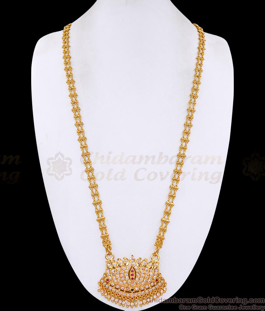30 Inch Long Original Impon 5 Metal Lotus Dollar With Retta Vadam Beaded Chain Online BGDR1687-Lg