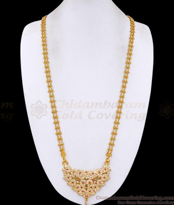 30 Inch Long Mango Design Impon Panchaloha Dollar 2 Line Golden Beads Chain BGDR1689-Lg