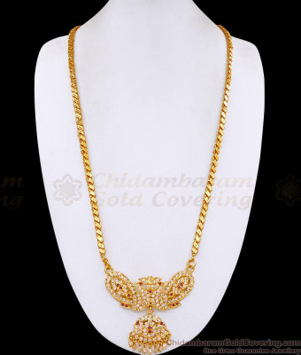 30 Inch Long Grand Peacock Design Impon Gati Stone Dollar Chain For Wedding BGDR1690-Lg